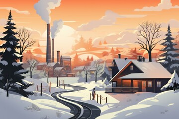 Winter Industrial Scenes - Generative AI