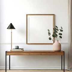 Interior design of modern living room console table.. generative ai
