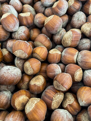 hazelnuts seen from above creating a texture