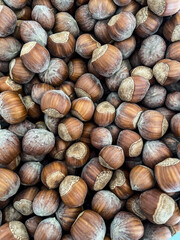 hazelnuts seen from above creating a texture
