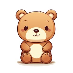 Cute cartoon 3d character bear on white background