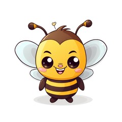 Cute cartoon 3d character bee on white background