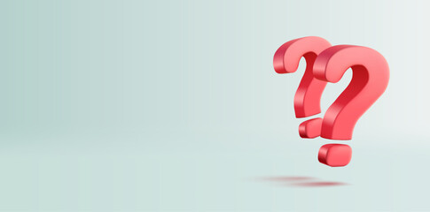 Red question marks 3D. Group of question marks for media banner concepts, marketing, journalism, business, and social issues. Vector illustration.