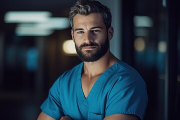 Obraz premium Modern Masculinity – Portrait of a male Nurse - AI Generated
