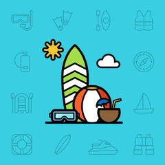 Set of summer activity icons. Vector illustration