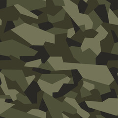 Camouflage geometric seamless pattern. Abstract modern endless military texture for fabric and fashion textile print. Vector background.
