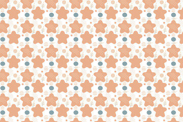 Abstract star seamless pattern nature art wrapping shape, lines curve and dot, creative hand drawn design in pastel colors minimal modern cover template Vector illustration