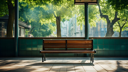 Bench in bus stop, benches for waiting for the bus