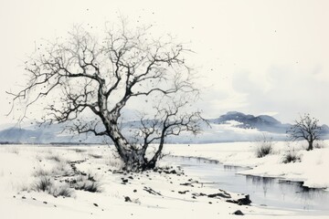 Fototapeta premium Vintage Winter - Generative AI