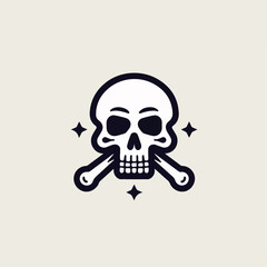 icon skull with cross bone  vector art Illustration