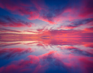 Magnificent view of the sundown over water surface. - obrazy, fototapety, plakaty