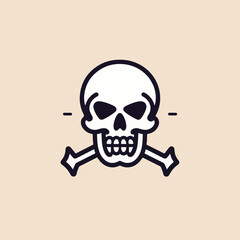icon skull with cross bone  vector art Illustration