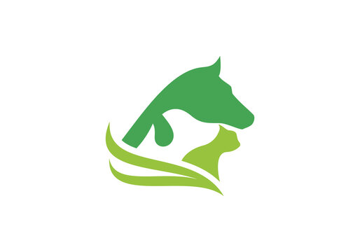 horse dog with cat logo, health pet care abstract modern vector design