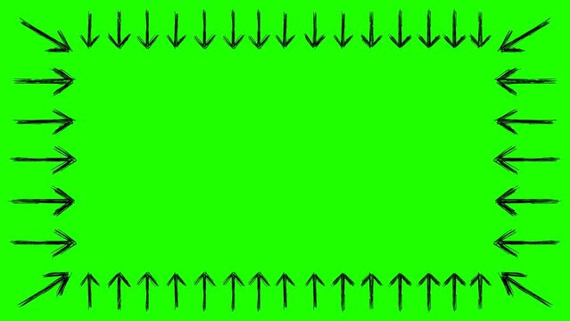 Frame of arrows on green background