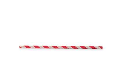 Obraz premium Red striped paper straw for drinks isolated on white