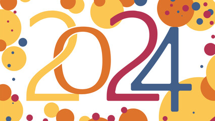Happy New Year 2024 background ,graphic design element. minimalist Lettering 2024