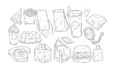 Food delivery handdrawn collection