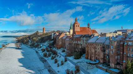 Old town in Grudziadz. Winter. Poland