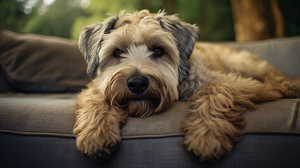 Adorable fluffy wheaten terrier dog relaxing