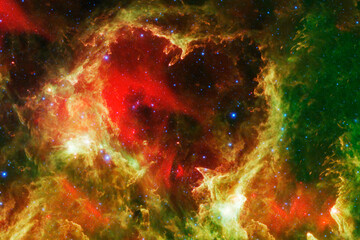 Bright red cosmic nebula. Elements of this image furnished by NASA