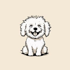 happy doodle dog line art minimal fun and playful Illustration