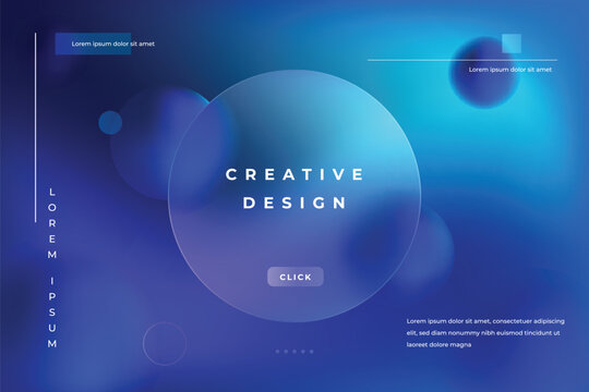 Dark Blue Color Morph Background Gradient with Circle Shape Glass Effect Frame Title Text. Poster, Banner, Presentation, Wallpaper Mobile and Desktop.