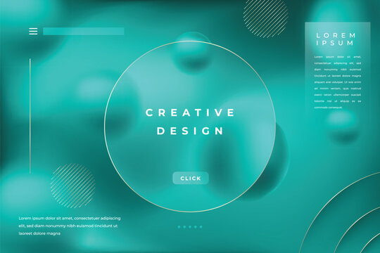 Green Luxury Color Morph Background Gradient with Circle Shape Glass Effect Frame Title Text. Poster, Banner, Presentation, Wallpaper Mobile and Desktop.