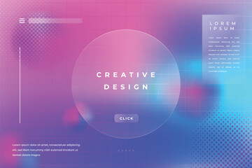 Smart Morph Background Gradient Colorful with Circle Shape Glass Effect Frame Title Text. Poster, Banner, Presentation, Wallpaper Mobile and Desktop.