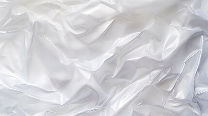 Obraz premium Transparent white glossy wrinkled plastic texture. Crumpled thin plastic backdrop. Generative AI
