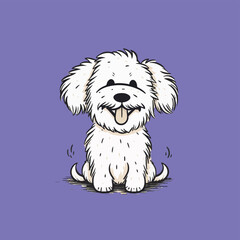 happy doodle dog line art minimal fun and playful Illustration