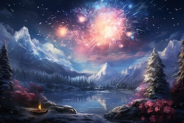 Winter Fireworks - Generative AI