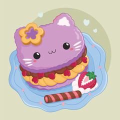 cute kawaii cake with cupcake
