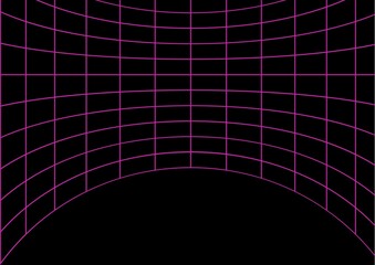 pink cyber grid. Retro punk perspective rectangular tunnels. Vector illustration
