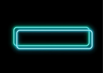 3D Illustration.Neon  square on black background. red neon frame glowing.
