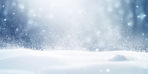 Winter wonderland bliss for xmas. Scenic landscape blanketed in pristine white snow adorned with sparkling snowflakes and icy delights creating magical seasonal background for christmas