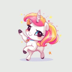 Cute Dabbing Unicorn. Funny and Beautiful Horse Doing Dabbing Dance Move with a Funny Twist Perfect for Children's Birthday Parties and Gifts