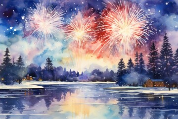 Winter Fireworks - Generative AI