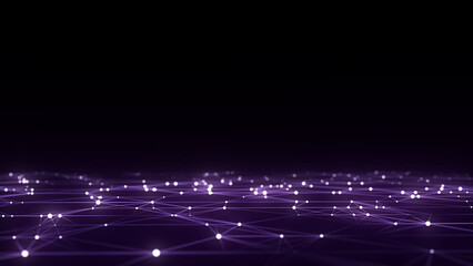 Obraz premium Technology perspective grid in infinity. Abstract digital wireframe floor with lines. Dark wave in digital background. Flooring illustration. Analysis a network connection. 3D rendering.