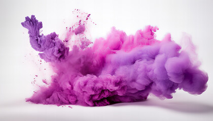 Fototapeta premium Purple dust cloud on white background