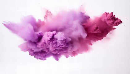 Fototapeta premium Purple dust cloud on white background