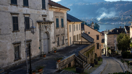 Fototapeta na wymiar Orta San Giulio, beautiful village on Lake Orta, Piedmont (Piemonte), Italy.