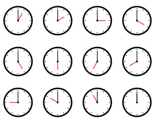 Clock time icon set symbol isolated on white background design.