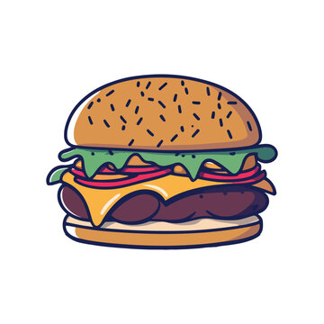 burger and fries vector design