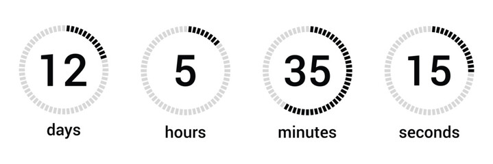 Day hour minute and second clock loading vector display design. - obrazy, fototapety, plakaty