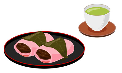 桜餅と緑茶
