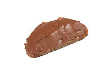 Side View of Delicious German Rye Bread with Chocolate Hazelnut Spread: Irresistible Indulgence on White Background