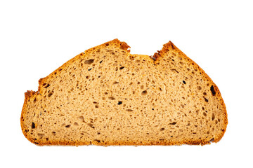 Authentic German Rye Bread Slice: Traditional, Crusty, and Delicious, White Background