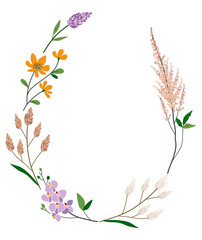 Obraz premium Floral wreath, Floral frames with leaves , Celebration Frame , Wedding frame , gift floral wreath design ,decorative wreath frame, vector illustration