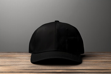 Black cap mockup on table with white background for design 