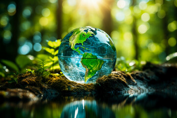 Obraz na płótnie Canvas Celebrating 2024: Green New Year World Water and Earth Day 
